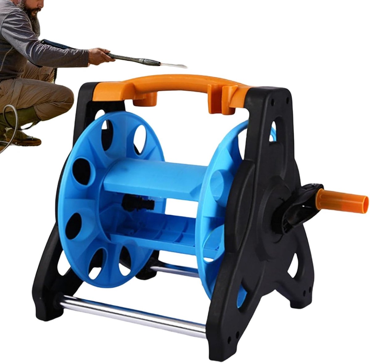 Slanghouder - Slangopberger - Tuinonderhoud - Zelfterugwindend - 325 cm - Metaalkleur