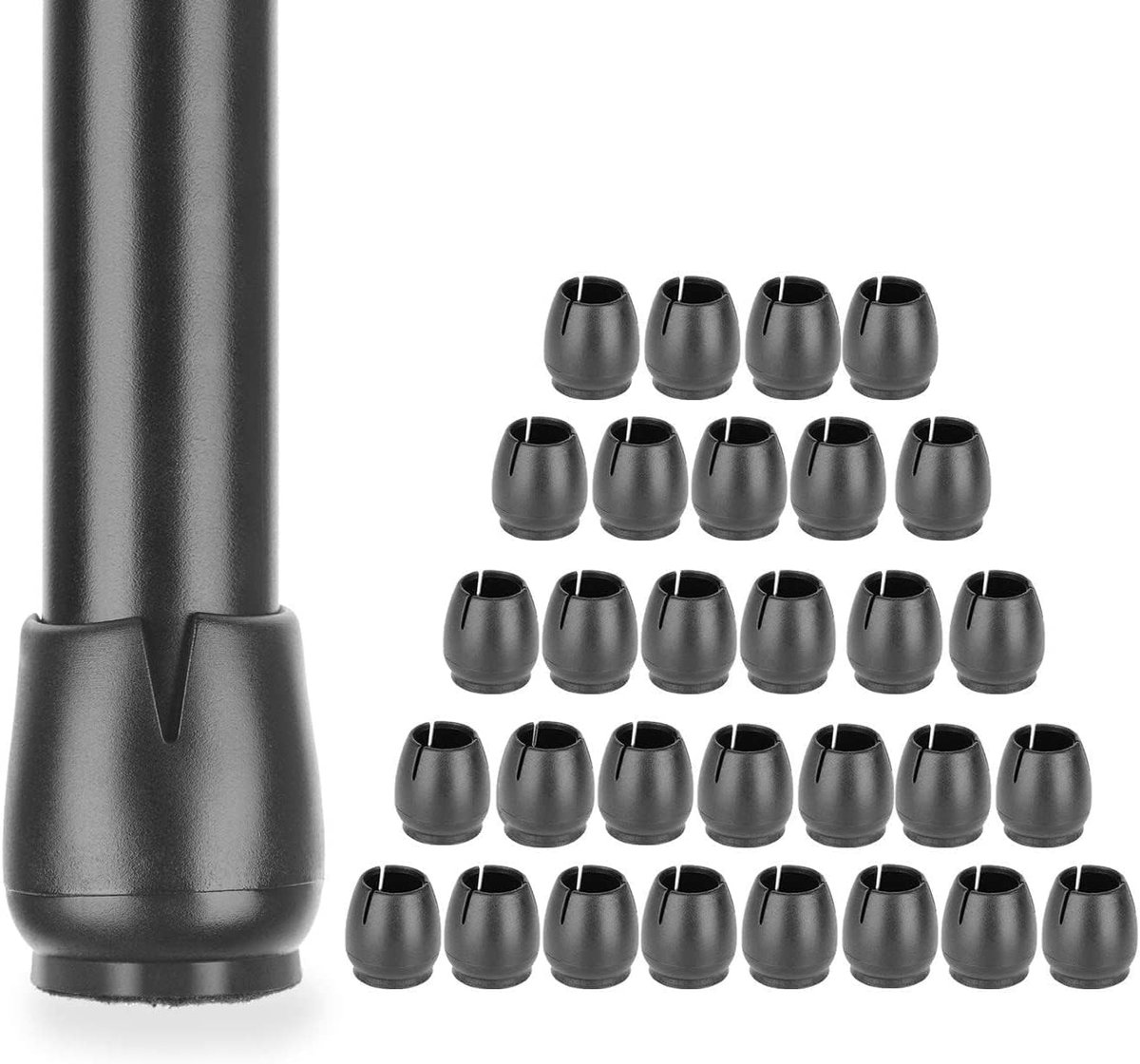 Rubberen stoeldoppen - 32 stuks, stoelpootbeschermers voor ronde poten (17-21 mm)