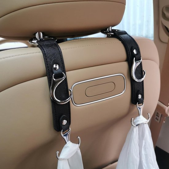 Hoofdsteun Haken - Stoel Organizer Hanger - Auto Organisatie - Dubbel Haak Ontwerp - 2 Stuks - Zwart