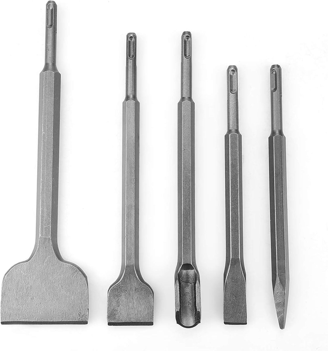 Beitelset 5 Stuks - Betonbeitels Muurbeitels - Muren Breken - Gehard Staal - 280 mm - Zilver