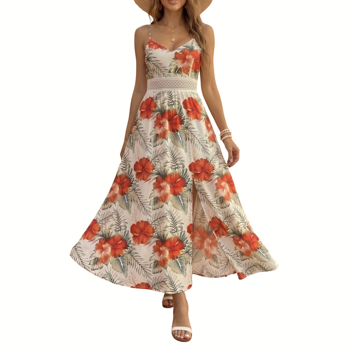 Currero Zomerjurk Dames Zomerjurken Volwassenen Vrouwen Midi Jurk Ibiza Stijl Sundress Dress Meerkleurig Polychroom