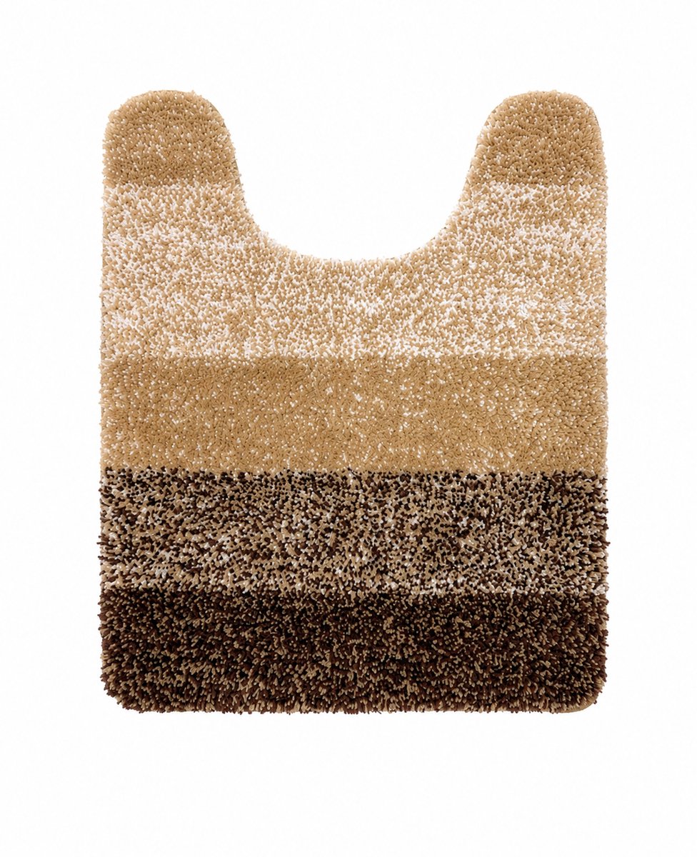 WC Mat Beige/Bruin 61x51 cm – Zachte Microvezel Toiletmat – Antislip TPR – Waterabsorberend