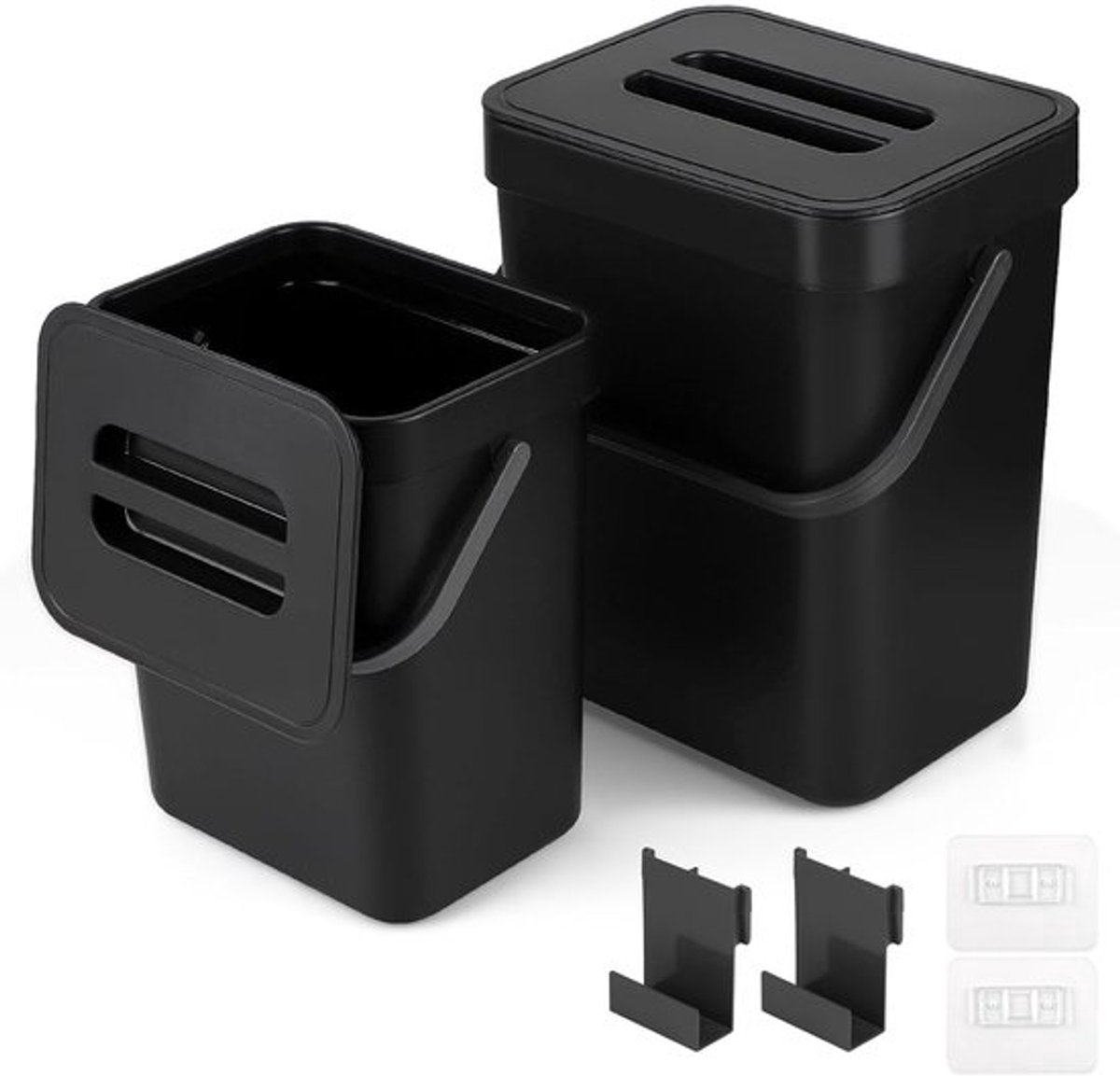 Compostemmer 5L + 3L - Hangende Bio Prullenbak met Deksel voor Keuken Badkamer Auto