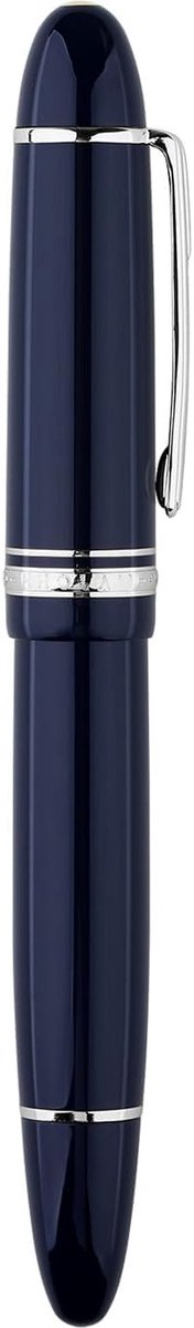 Elegante vulpen met fijne punt en blauw hars, inclusief geschenkdoos en zilveren rand, perfect voor dagelijks gebruik en als cadeau