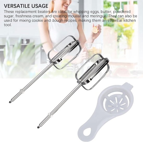 Mixer Opzetstukken - Klopper Accessoires - Bakken Ingrediënten Mengen - Roestvrij Staal - 2 Stuks - Zilverkleurig — afbeelding 2