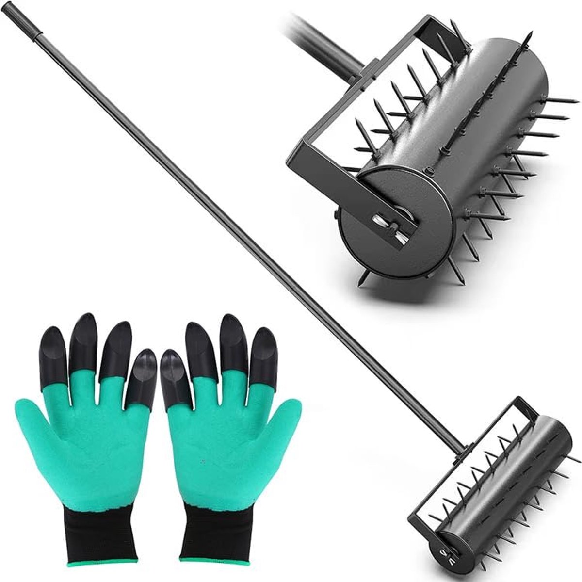 Gazonbeluchter - Handmatige beluchter - Grasgroei bevorderen - Verstelbare steel - 43 cm breed - Zilver