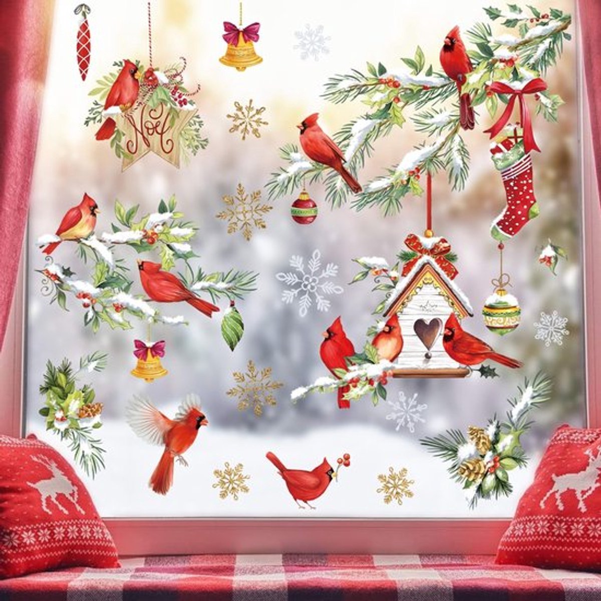 NTHProducts - Raamstickers - Decoratie - Dubbelzijdig - Rood
