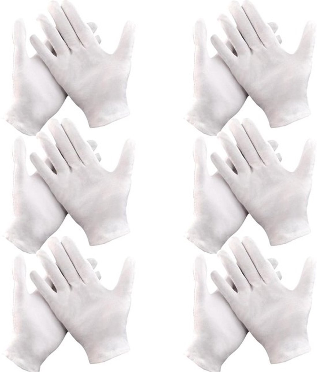 Zes witte handschoenen Allecto Plus voor hygiëne en stijl