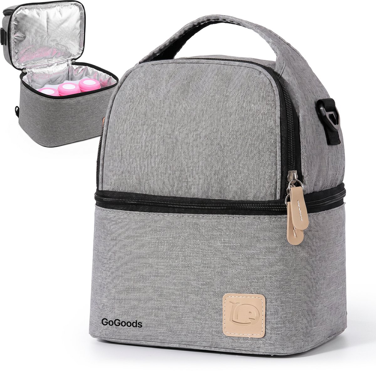 GoGoods® Luiertas - Baby Verzorgingstas - Met Isoleervak - Kinderwagen Organizer - Verstelbaar - 23x17x28 cm - Grijs