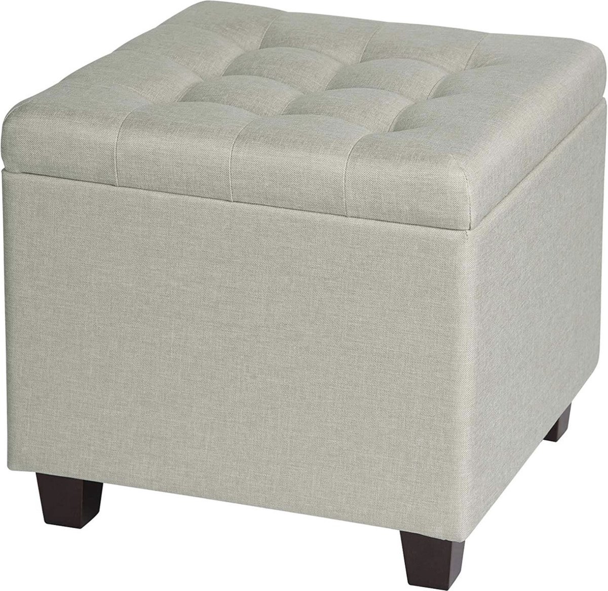 Poef 45x45x41cm Creme - Stof, Met opbergruimte en Turquoise - Voor Dagelijks Gebruik, Thuis en Professioneel Gebruik