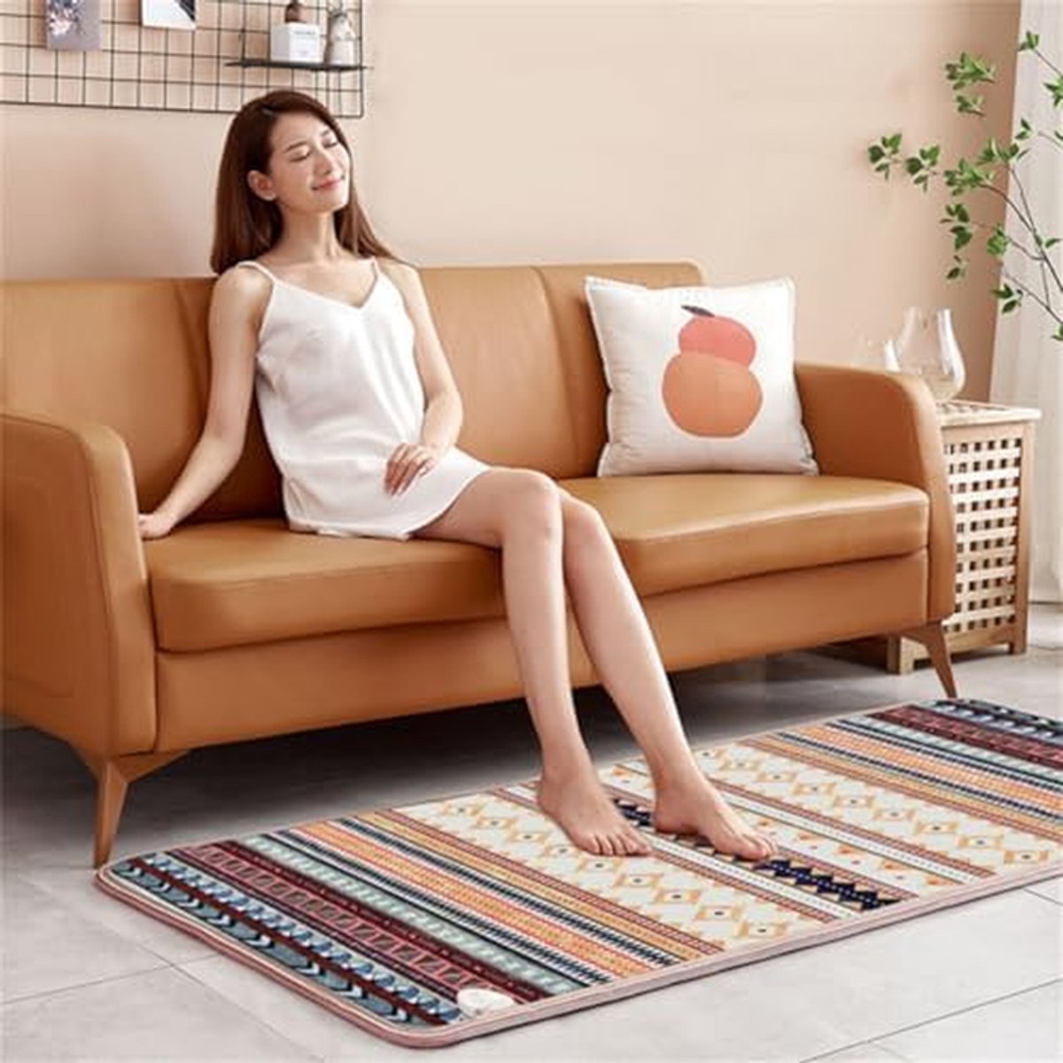 Verwarmde vloermat - Elektrisch tapijt - Ruimte verwarmen - Instelbare timer - 100x150cm - Boheems