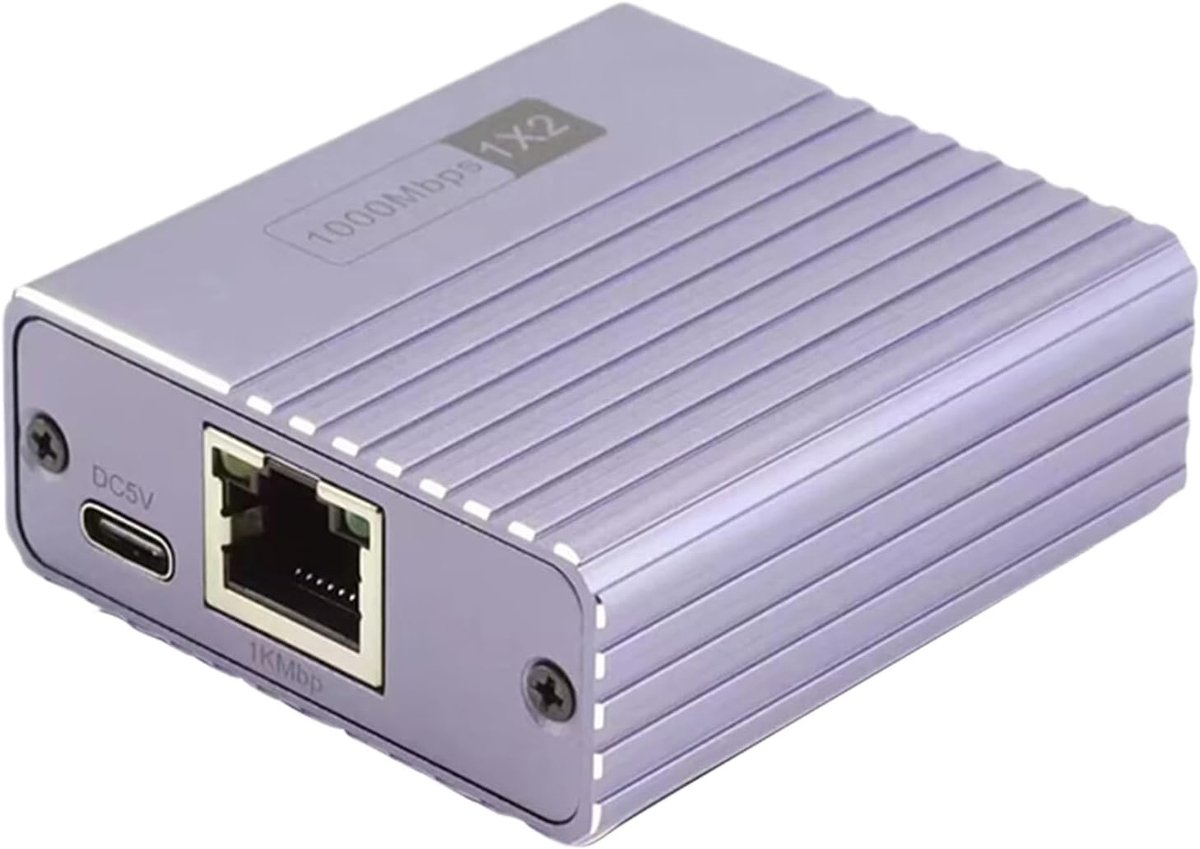 Ethernet Splitter - LAN Extender - Netwerk Uitbreiden - 1000 Mbps Snelheid - 1 tot 4 Poorten - Paars