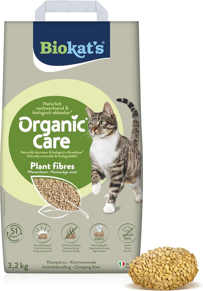 Kattenbakvulling - Plantenvezels - Biologisch afbreekbaar - Klonterend - Voor Katten