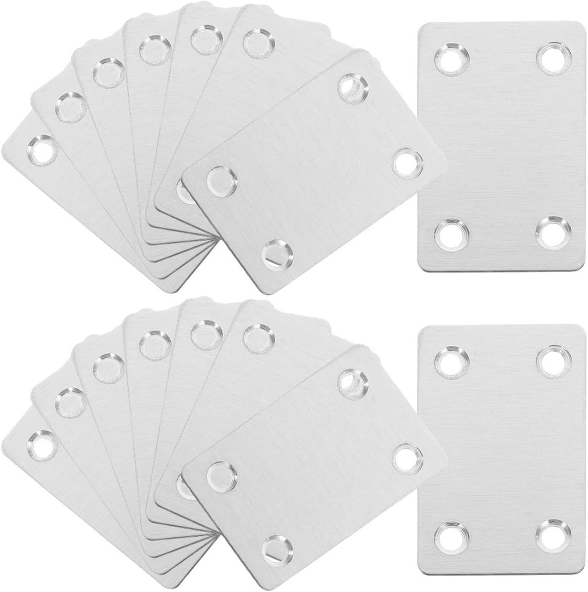 Bevestigingsplaten - Platte steunen - Meubels verstevigen - Roestvrij staal - 20 stuks - Zilver