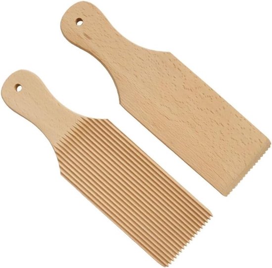 Pastabord Beukenhout - Deegroller Gnocchi - Verse Pasta Maken - Speciale Groeven - 24 x 7 cm - Houtkleur — afbeelding 5
