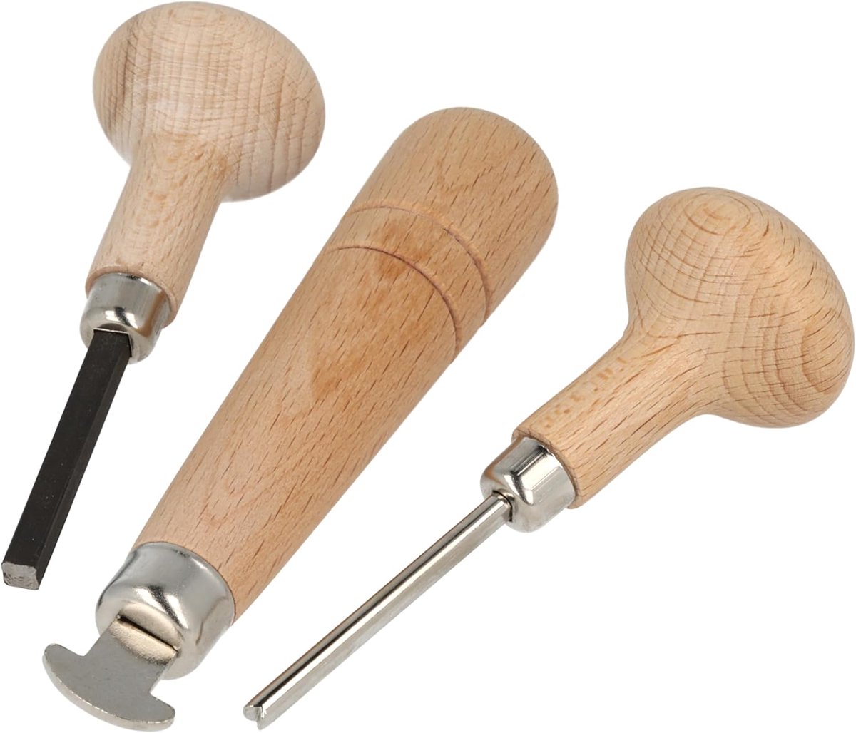 Steen Zetting Set - Juweliers Gereedschap - Sieraden Maken - 3 Delig Set - 11.4 cm Lengte - Houtkleurig