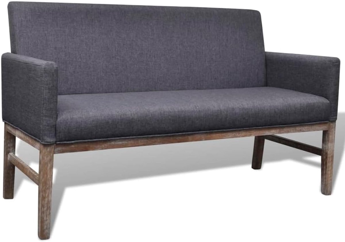 Gestoffeerde Bank - Zitbank Comfortabel - Woonkamer Meubilair - Robuust Houten Frame - 140 x 65 x 85 cm - Donkergrijs