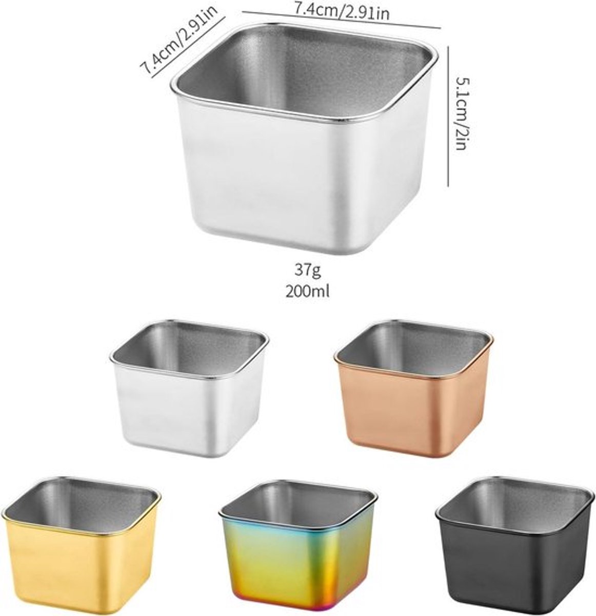 EGoods - Set van 5 Kruiden-/Sauscontainers met Deksels, Roestvrijstalen Bakje voor