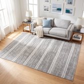 Tribesigns Vloerkleed - Laagpolig Wasbaar Fluffy en Zacht - Ultradun - Gestreept Ontwerp in Landhuisstijl - Antislip - Woonkamer Tapijt - Gemaakt van Chenille - 200 x 300 cm - Grijs