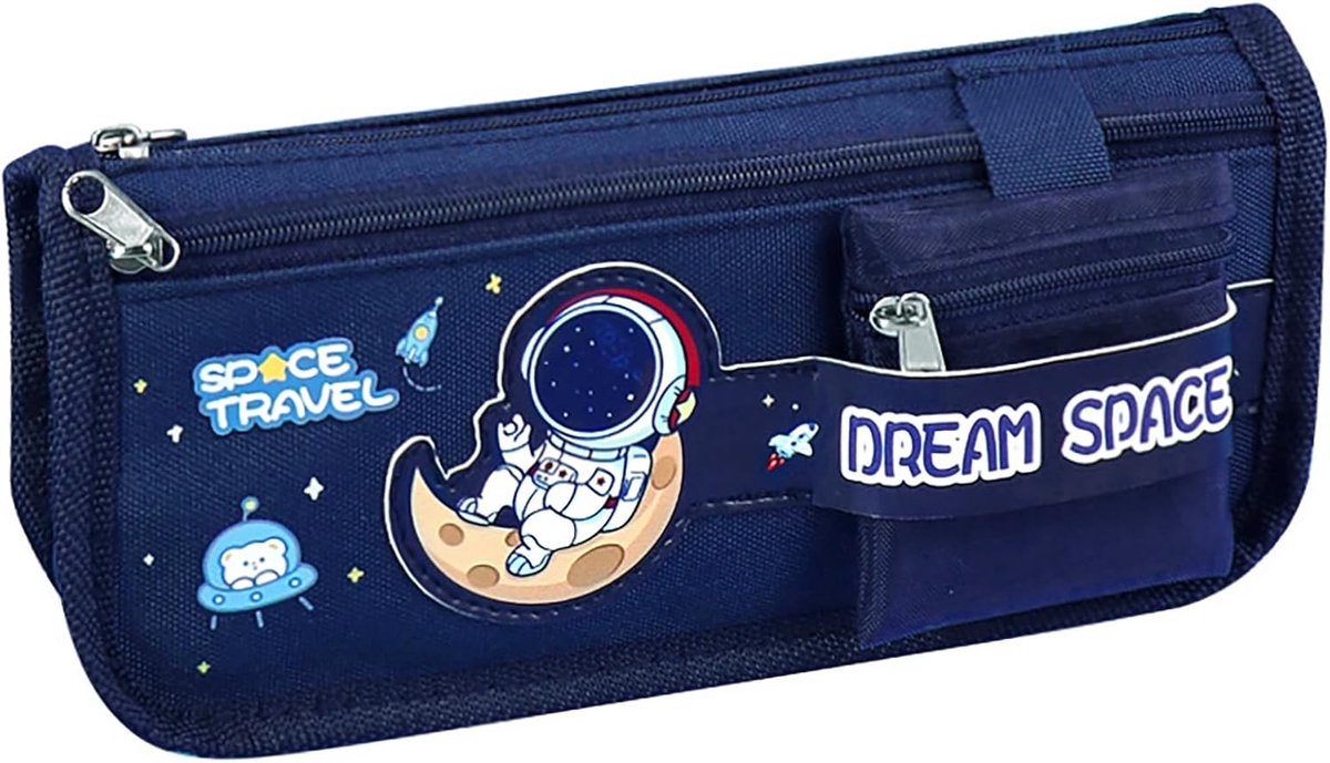 Cartoon Etui - Pennenbak Kinderen - Schoolspullen Organiseren - Meerdere Compartimenten - 21 x 10 x 65 cm - Astronaut2