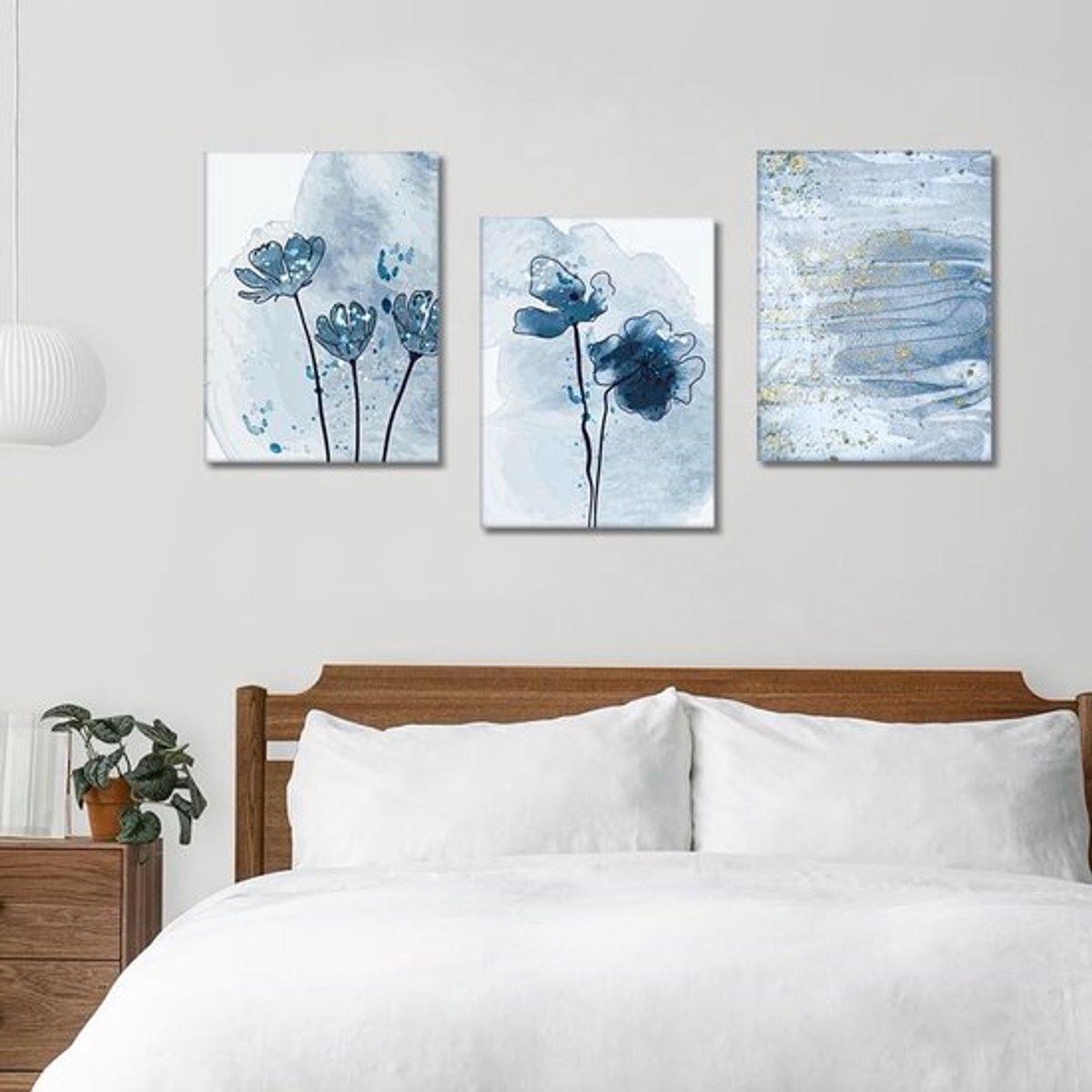 SVGCommerce - Abstracte canvasfoto's - Wanddecoratie - Blauw en goud - 30 x 40 cm