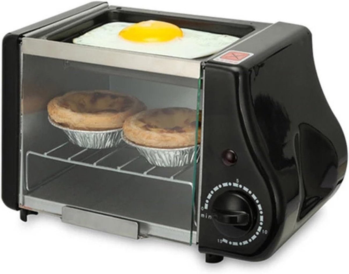 Mini Oventje Bakkerij Grill Ontbijt Maken Automatische Timer 1.5L Capaciteit Zwart