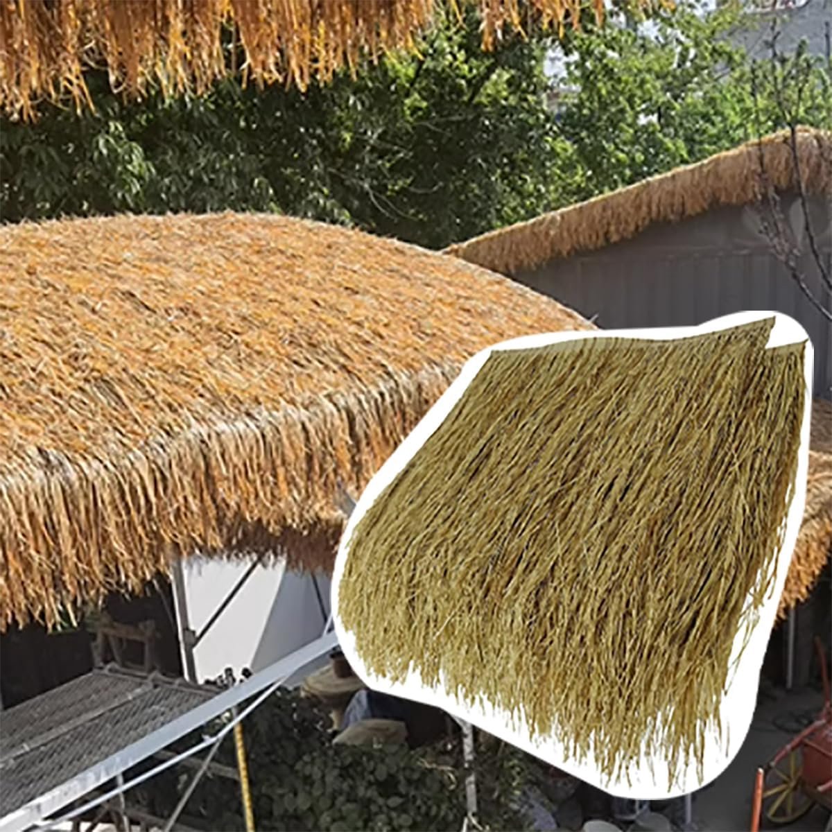 Kunstpalm rieten dak - Nepgras decoratie - Buitenruimte aankleden - UV-bestendig waterdicht - 50x50 cm - Natuurlijk bruin