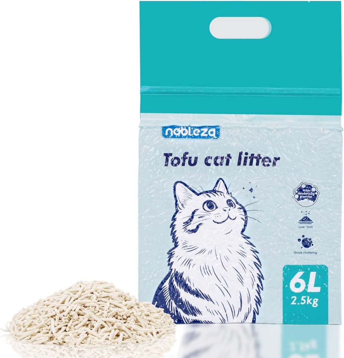 Tofu Kattenbakvulling 2.5kg - Natuurlijke Klontvormende Kattenbakkorrels - Stofvrij Geurcontrole - Hoge Absorptie - Voor Katten