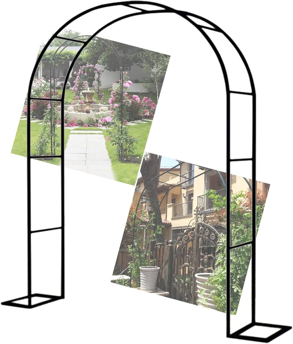 Tuinboog Prieel - Decoratieve Boog - Klimplanten Ondersteunen - Verstelbare Breedte - 280 x 220 cm - Zwart