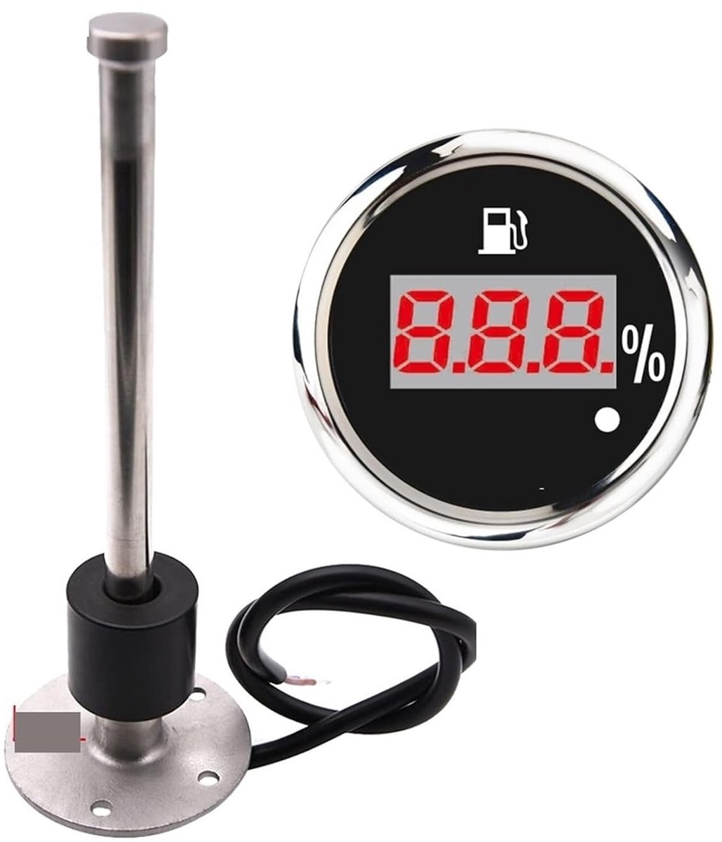 Tankniveaumeter - Vloeistofindicator - Niveau Controleren - Met Waarschuwingslampje - 52 Mm - Zwart