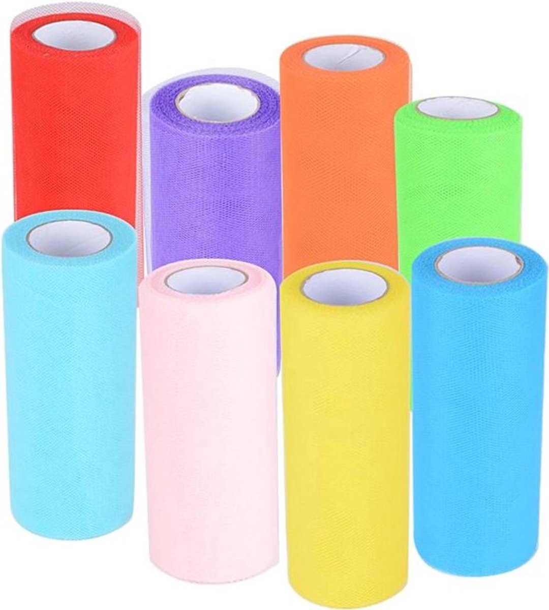 Allecto Plus - Decoratiestof tule band voor bruiloft feest - 8 rollen in 8 kleuren