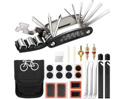 Fiets reparatieset - Pechhulp kit - Band lek repareren - 16-delige set - Universeel - Zwart