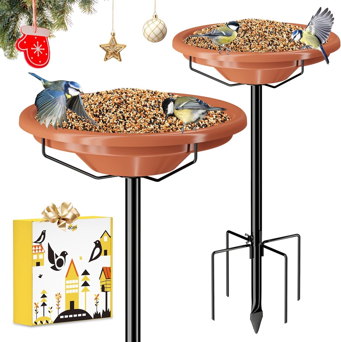 Vogelbad voor buiten - Vogelbad standaard - Vogels voeren - Verstelbare hoogte - 91 cm hoog - Metaal