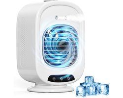 Draagbare mobiele airconditioner, 4-in-1 mini-luchtkoeler, stil, 3 snelheden, 300 ml, USB, vernevelingsventilator, mini-airconditioner voor kantoor, slaapkamer, auto, camping (wit)