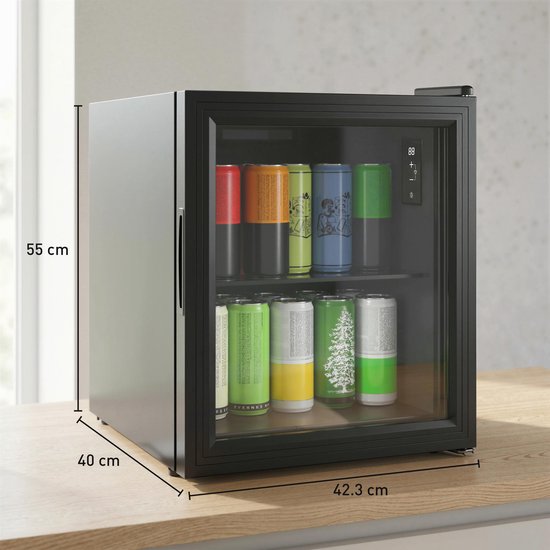 ECTEATOY® Mini Koelkast met Glazen Deur - Drankenkoelkast 46L (59 Blikjes) - Vrijstaand - Touchscreen 0-20°C - LED Verlichting - Stil (39dB) - Zwart van ECTEATOY — afbeelding 2