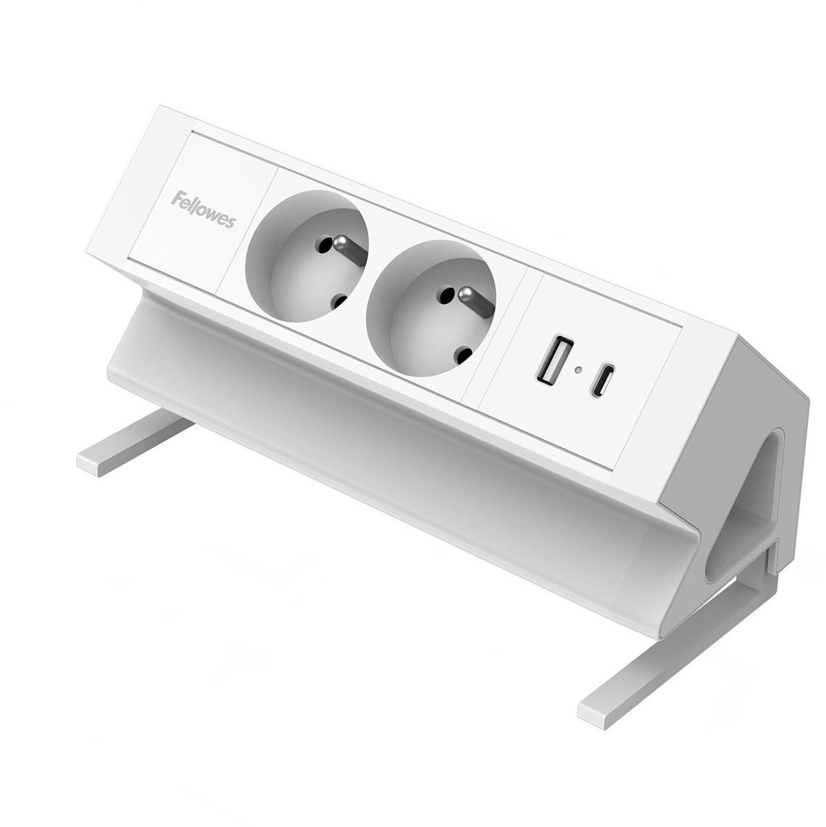 Fellowes contactdoos Power Desk 2 | 2 stopcontacten + 1 x USB-A + 1 x USB-C | wit | voor België