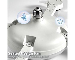 Schroefventilator Met Lamp - 4 Koppen - Afstandsbediening - Dimbaar 3 Kleurtemperaturen - 3 Windsnelheden - Geschikt voor Slaapkamer, Keuken en Garage