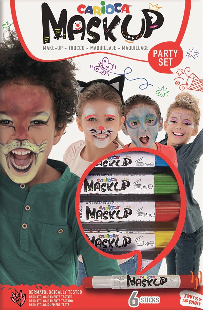 CARIOCA MASK UP "Party" Schminkstiften - 6 kleuren (KLEUREN NOG AANVULLEN) - Kindergrime - Uitwasbaar