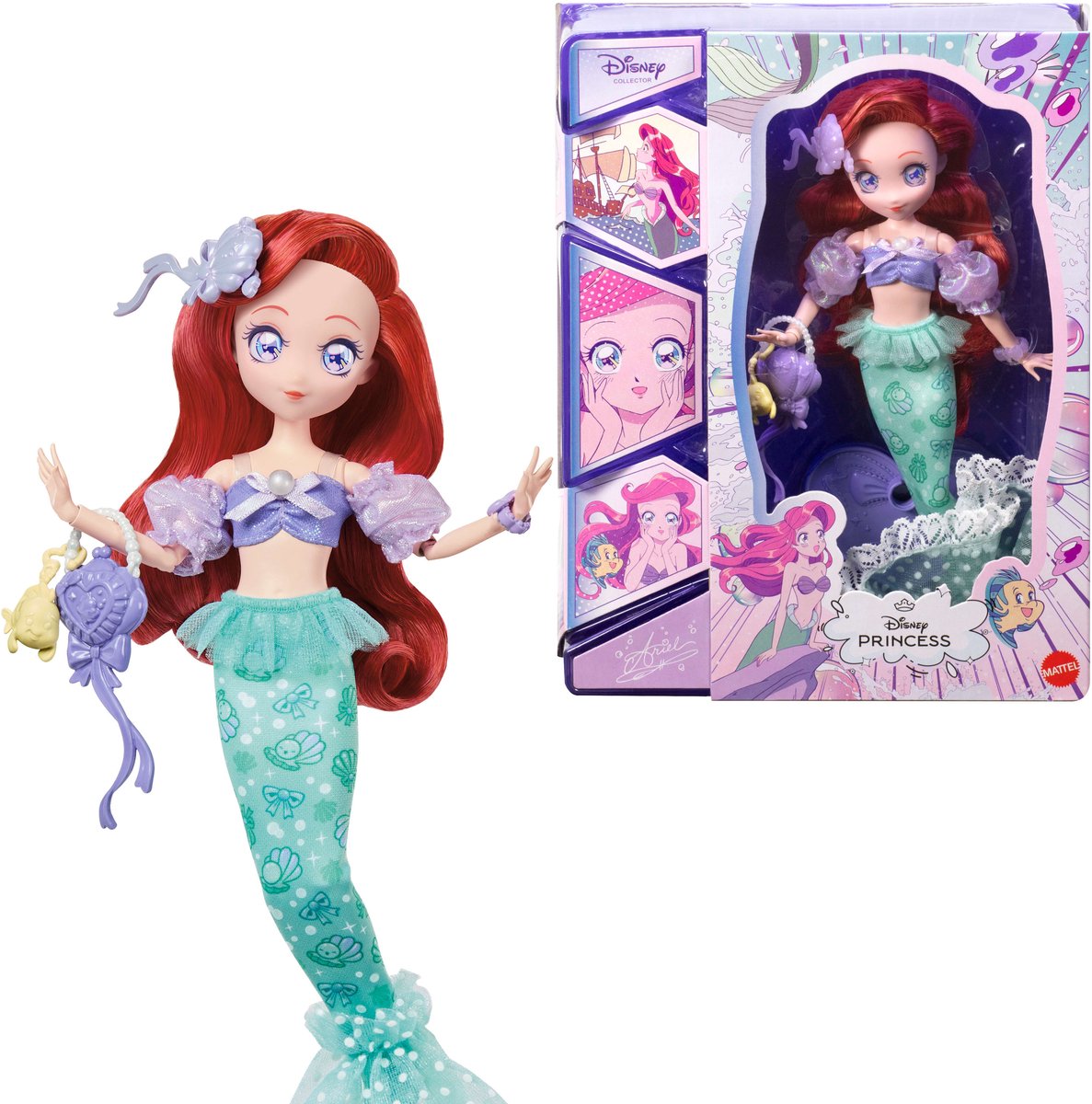 Disney Collector Prinses Zeemeermin Ariël - Mangapop en accessoires - Beweegbaar en verzamelobject
