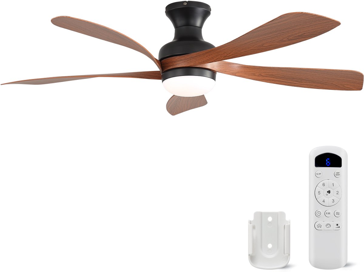 Plafondventilator van 132 cm met verlichting - 34W LED-lamp - Instelbare kleurtemperatuur - LED-plafondventilatorlamp - Dubbele winter- en zomerstand - Inclusief afstandsbediening en timer - Geschikt voor woonkamers en slaapkamers - Wit