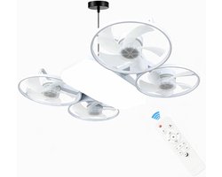Stijl Ventilatorlamp Met Afstandsbediening - Schroefmontage - Dimbaar LED - 3 Kleuren 3000K-6500K - Draadloos - Geschikt voor Slaapkamer, Keuken, Bergruimte en Kast