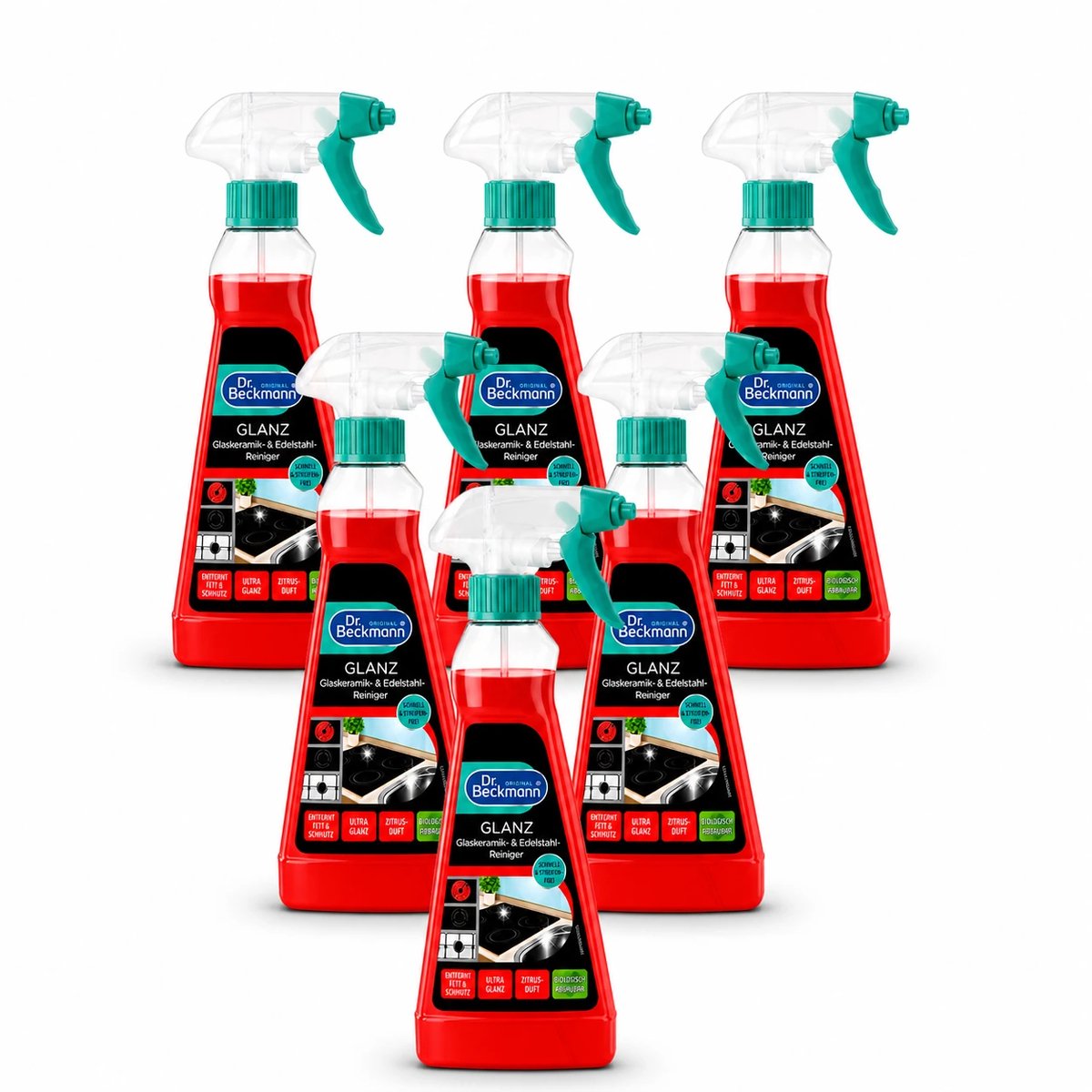 Dr. Beckmann RVS & Glaskeramiek Reiniger 6 x 250 ml – Voor Inductie, RVS & Ovenruit