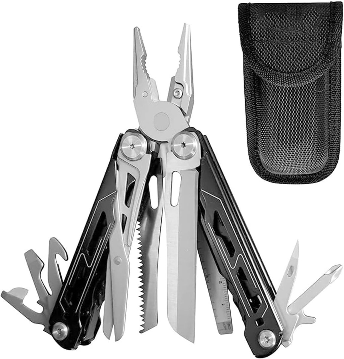 Multitool Tang - Handig Gereedschap - Kamperen en Onderhoud - 16 Functies - 272 g - Zilver Zwart