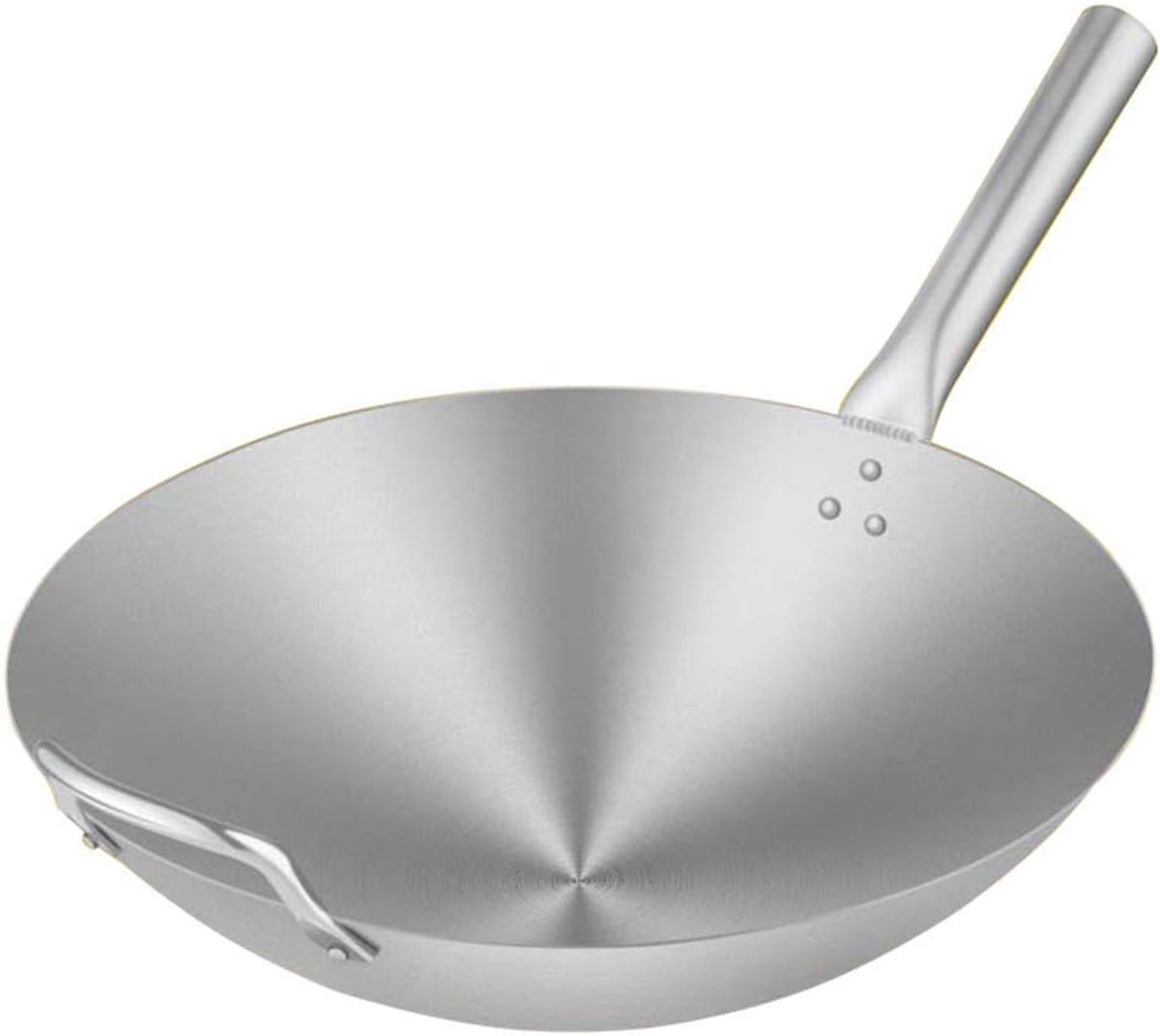 RVS Wok - Koekenpan - Gerechten Bereiden - Antiaanbaklaag - 36-43 cm - Zilverkleurig
