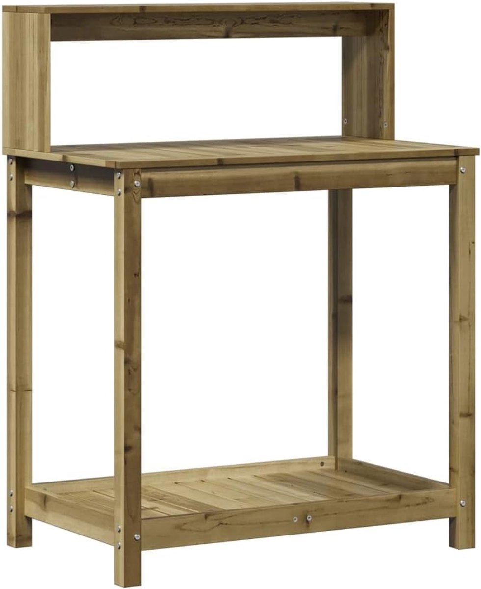Oppottafel met schappen - Tuinwerktafel - Planten verzorgen - Geïmpregneerd grenenhout - 825x50x1095 cm - Naturel
