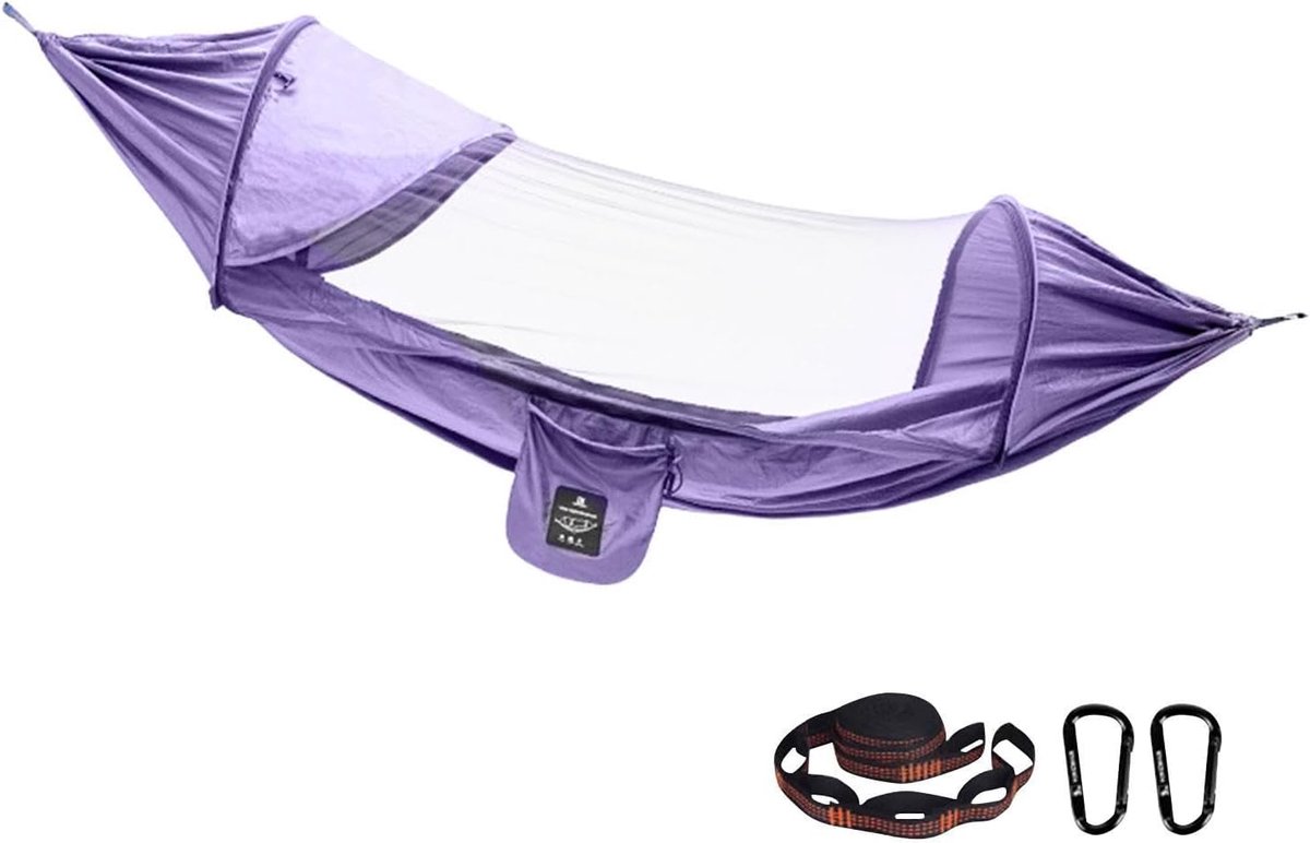Kampeerhangmat Tent - Hangmat met net - Buiten Ontspannen - Muggenwerend Net - 270 x 140 cm - Lavendelpaars