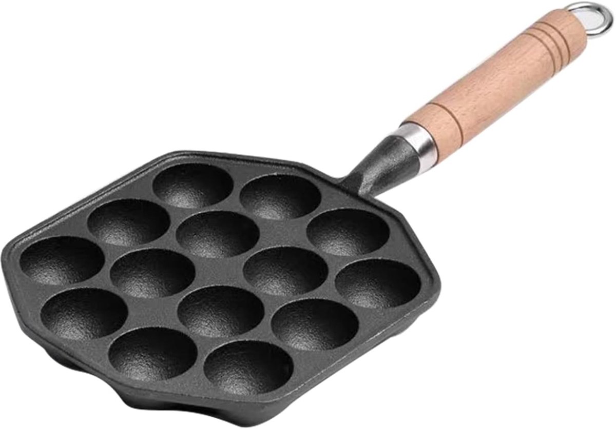Takoyaki Grill Pan - Octopus Ball Maker - Snacks Maken - 14 Gaten - 22cm - Zwart