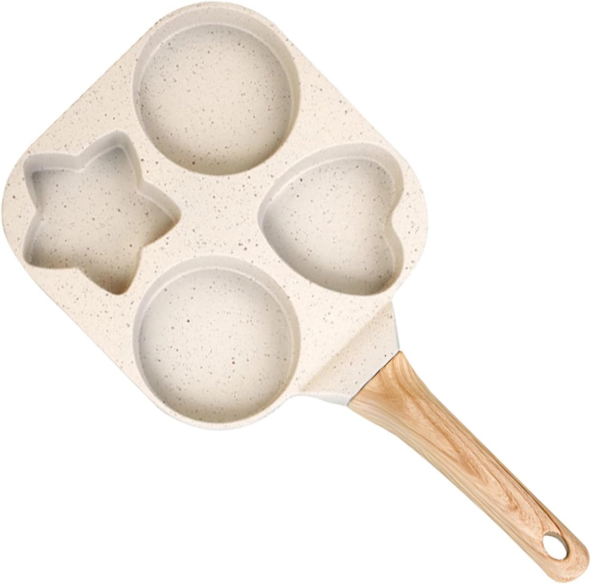Pannenkoekenpan Vier Gaten - Hartvormig Ontwerp - Ontbijt Maken - Antiaanbak Steencoating - 7 Inch - Beige