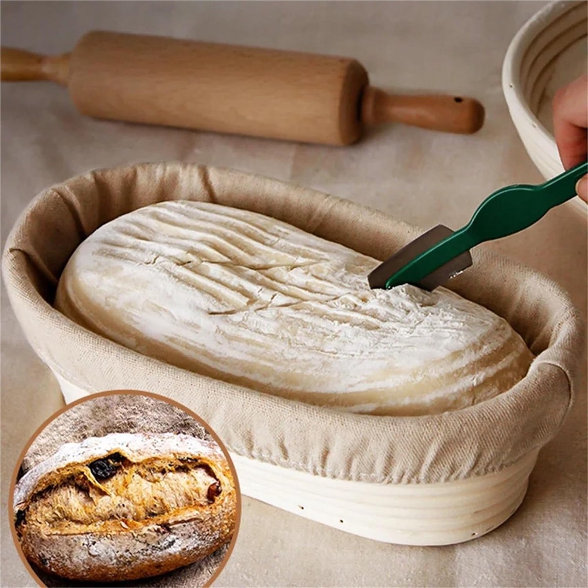 Brood Proofing Mand - Rijsmand Rotan - Brood Bakken - Natuurlijk Rotan Materiaal - Medium 25x15x8cm - Houtkleur