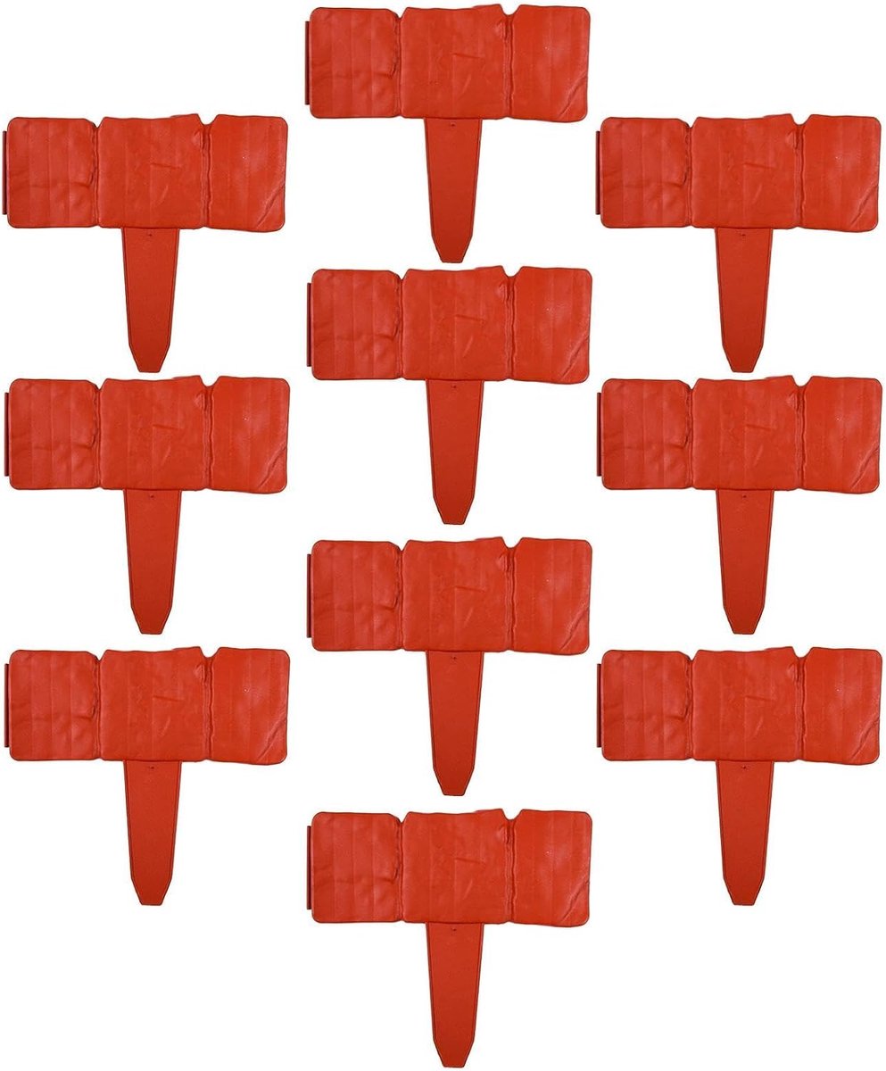Tuin opsluitband - Kunststeen rand - Tuin inrichten - Moeiteloze graafvrije scheiding - 10-Delige set - Rood